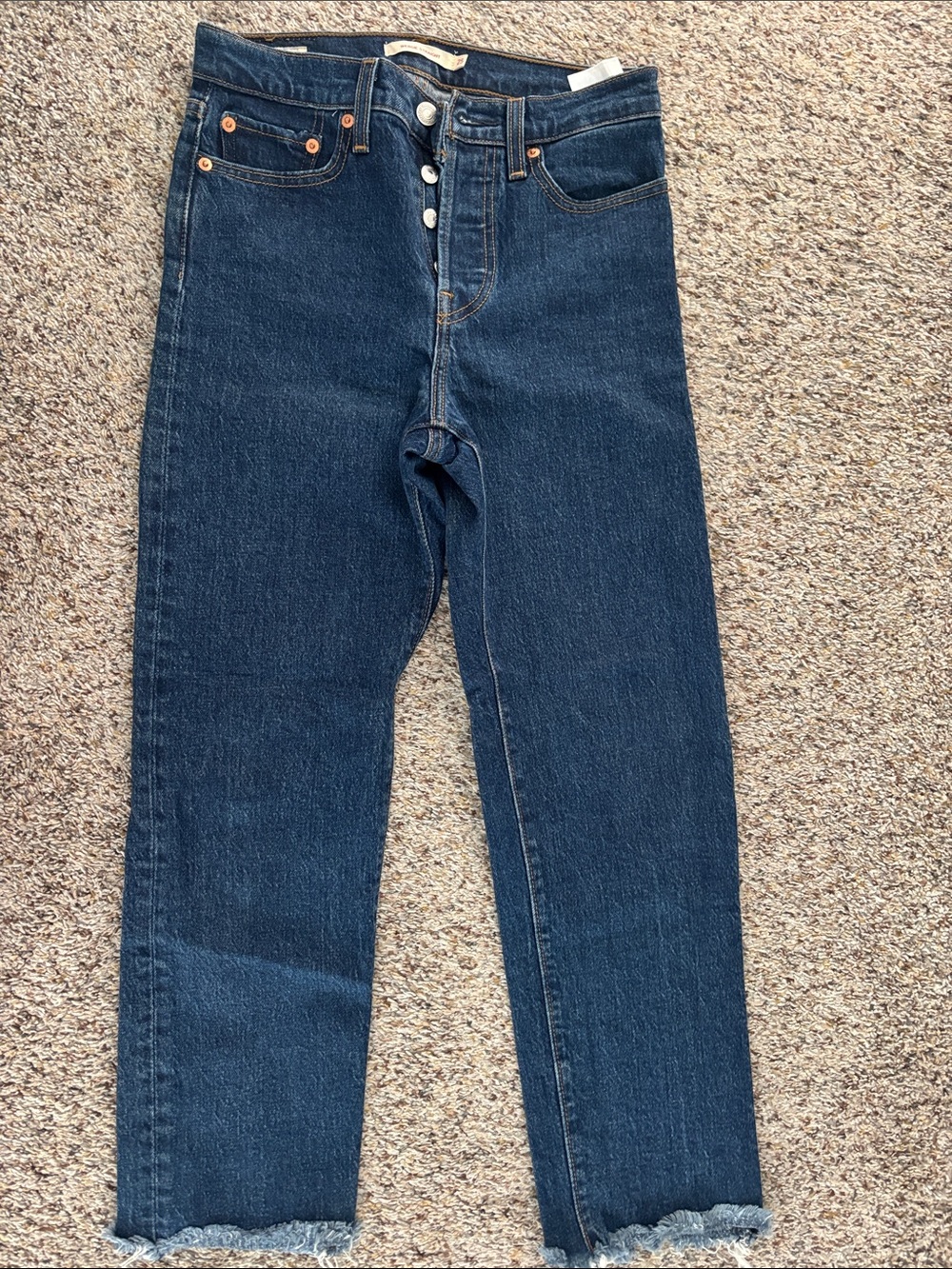 Levi's Dark Blue High-Rise Straight Leg Jeans 25X26